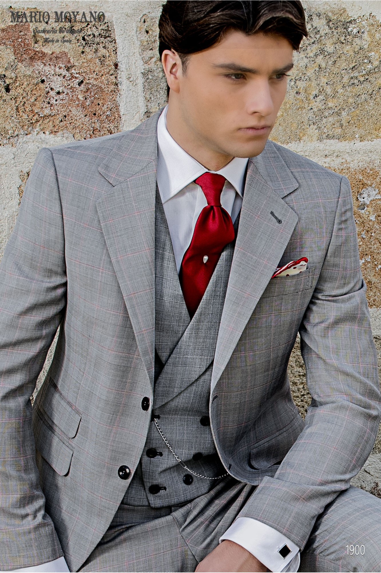 Bespoke prince of Wales light grey wedding suit model 1802 Mario Moyano