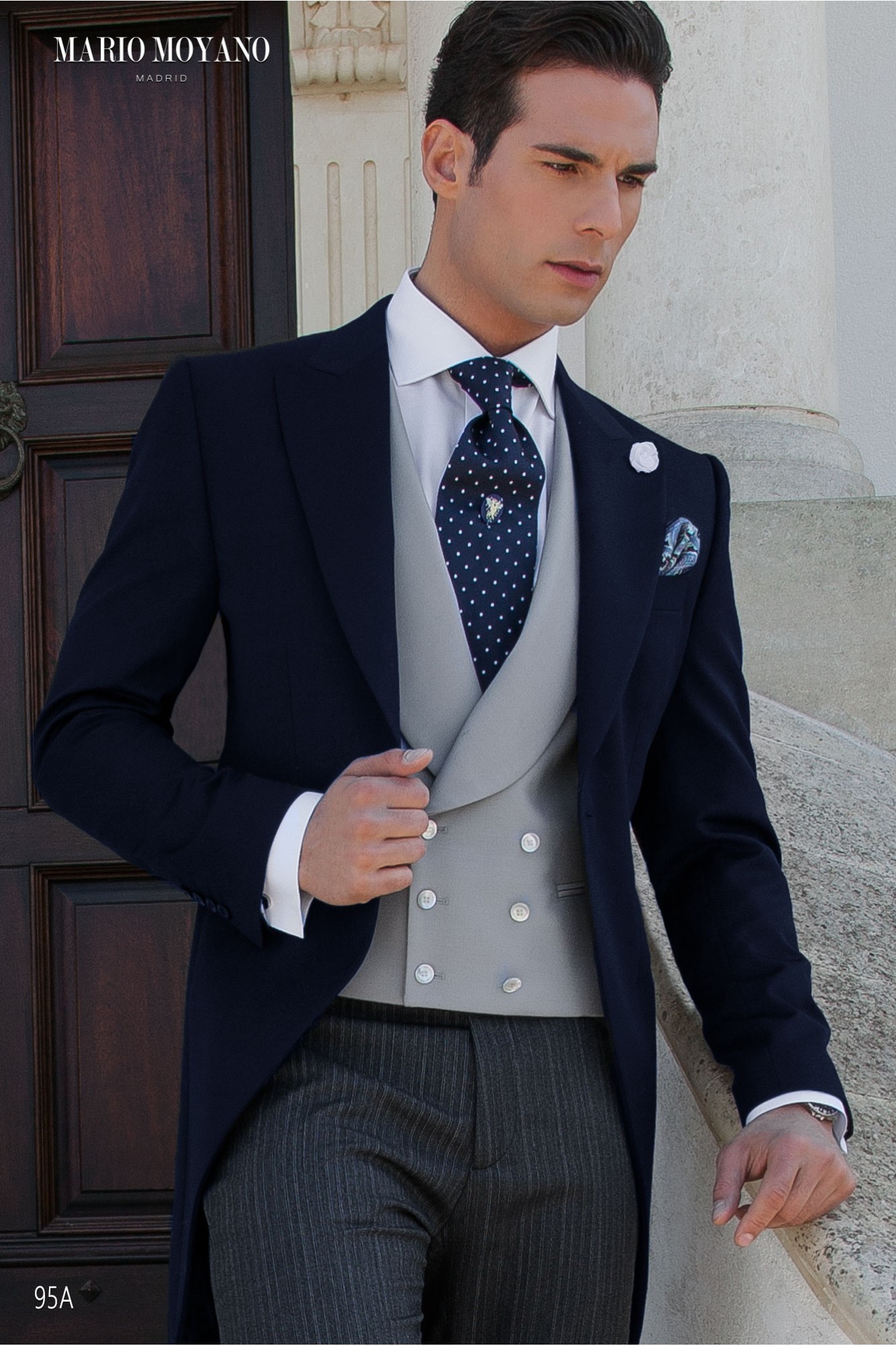 Navy blue wedding morning suit pure wool model 95A Mario Moyano