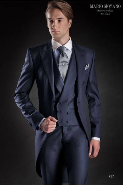 Blue wedding morning suit pure wool model 897 Mario Moyano