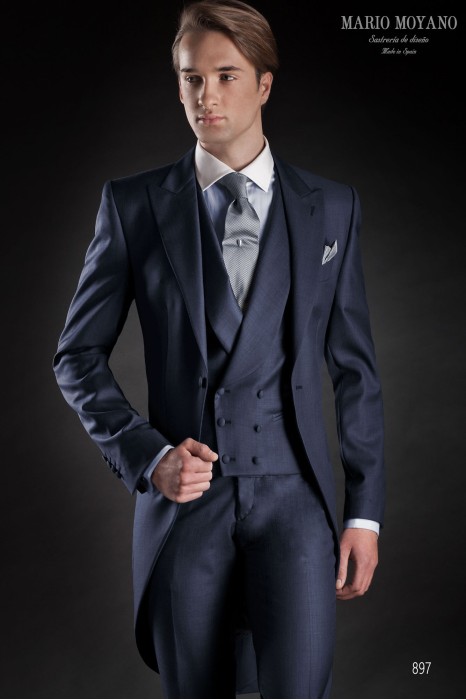 Blue wedding morning suit pure wool model 897 Mario Moyano