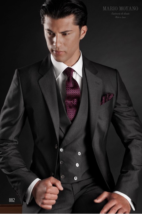 Charcoal gray mohair wool groom suit model 882 Mario Moyano