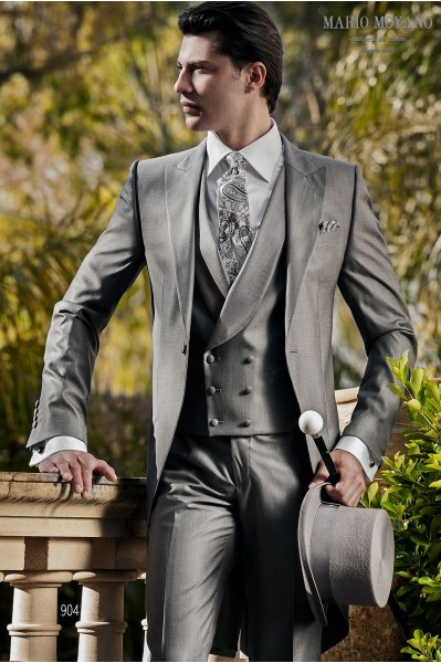 Light grey wedding morning suit pure wool model 904 Mario Moyano