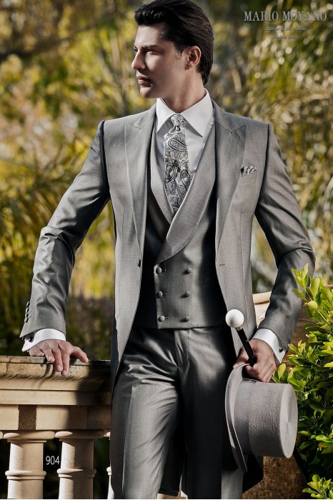 Élégante jaquette de mariage gris clair pure laine modèle 904 Mario Moyano