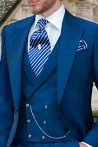 Royal blue alpaca mohair wool morning suit 4029 Mario Moyano