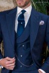Klassischer Cut anzug aus reiner Wolle mit blauem Karomuster 4033