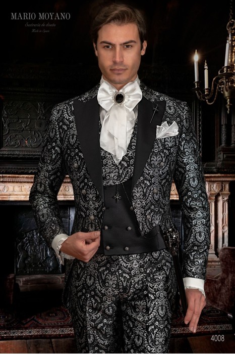 Black with silver brocade Gothic tailcoat