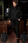 Trendsetting black gothic tailcoat with silver embroidery Mario Moyano 4007