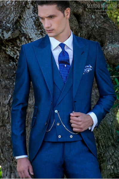 Bespoke blue pure wool mohair wedding suit model 1774 Mario Moyano