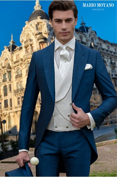 Bespoke blue pure wool mohair wedding morning suit model 1774 Mario Moyano