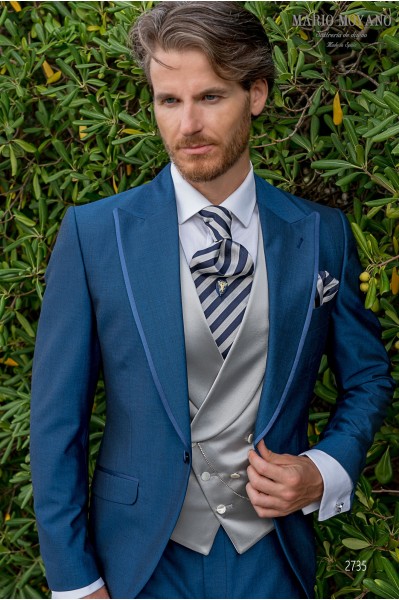 Blauer Hochzeitsanzug aus reiner Wolle und Mohair Modell 2735 Mario Moyano
