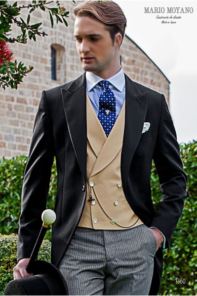 Bespoke black wedding morning suit pure wool model 1360 Mario Moyano