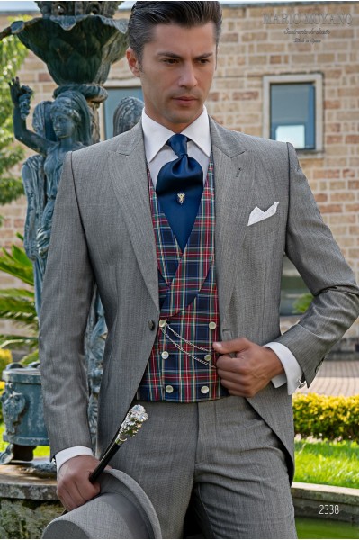 Bespoke grey pure wool mohair wedding morning suit model 2338 Mario Moyano