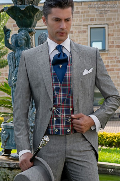 Bespoke grey pure wool mohair wedding morning suit model 2338 Mario Moyano