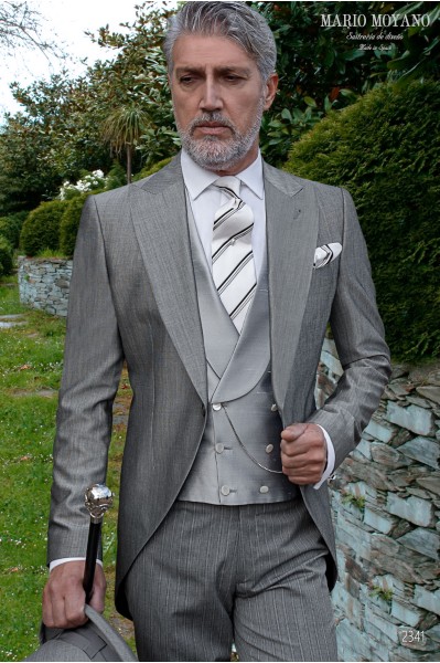Bespoke grey pure wool mohair wedding morning suit model 2341 Mario Moyano