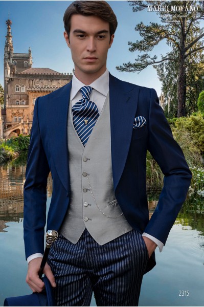 Bespoke blue pure wool wedding morning suit model 2315 Mario Moyano