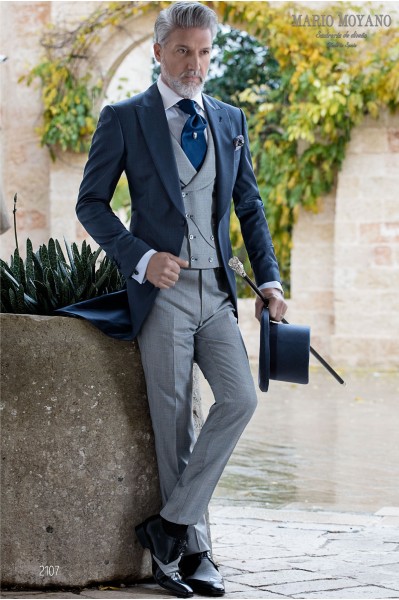 Blue pure wool wedding morning suit model 2107 Mario Moyano
