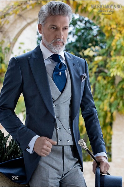Bespoke blue pure wool wedding morning suit model 2107 Mario Moyano