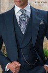 Blue herringbone stripe wedding morning suit model 4027 Mario Moyano