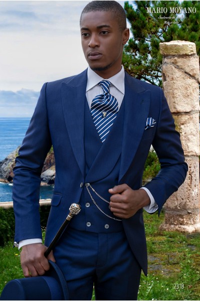Blauer Hochzeits-Gehrock-Anzug aus reiner Wolle 2318 Mario Moyano
