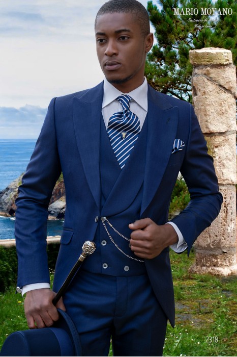 Bespoke blue wedding frock coat suit model 2318 Mario Moyano