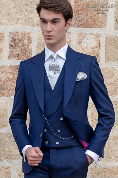 Bespoke blue pure wool wedding suit model 2321 Mario Moyano
