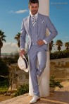 Hellblauer Hochzeitsanzug mit Hahnentrittmuster aus reiner Wolle Modell 2547 Mario Moyano