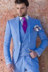 Bespoke blue pure linen wedding suit model 2207 Mario Moyano