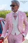 Maßgeschneiderter HochzeitsCutaway aus Rosafarbenem Leinen mit modernem taillierten Schnitt 2817 Mario Moyano