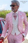 Chaqué de lino rosa a medida moderno ajuste entallado 2817 Mario Moyano