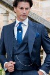 Navy blue fil-a-fil pure wool wedding morning suit 4028 Mario Moyano