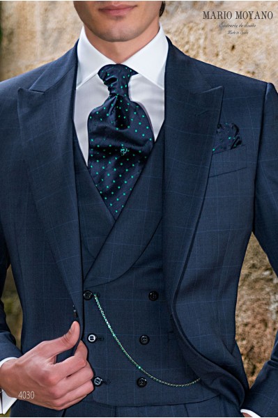 Cut anzug aus reiner Wolle mit blauem Karomuster