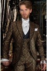 Black with gold brocade frock coat in gothic style