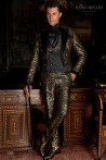 Black with gold floral brocade Gothic tailcoat
