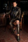 Black with gold floral brocade Gothic tailcoat 4000