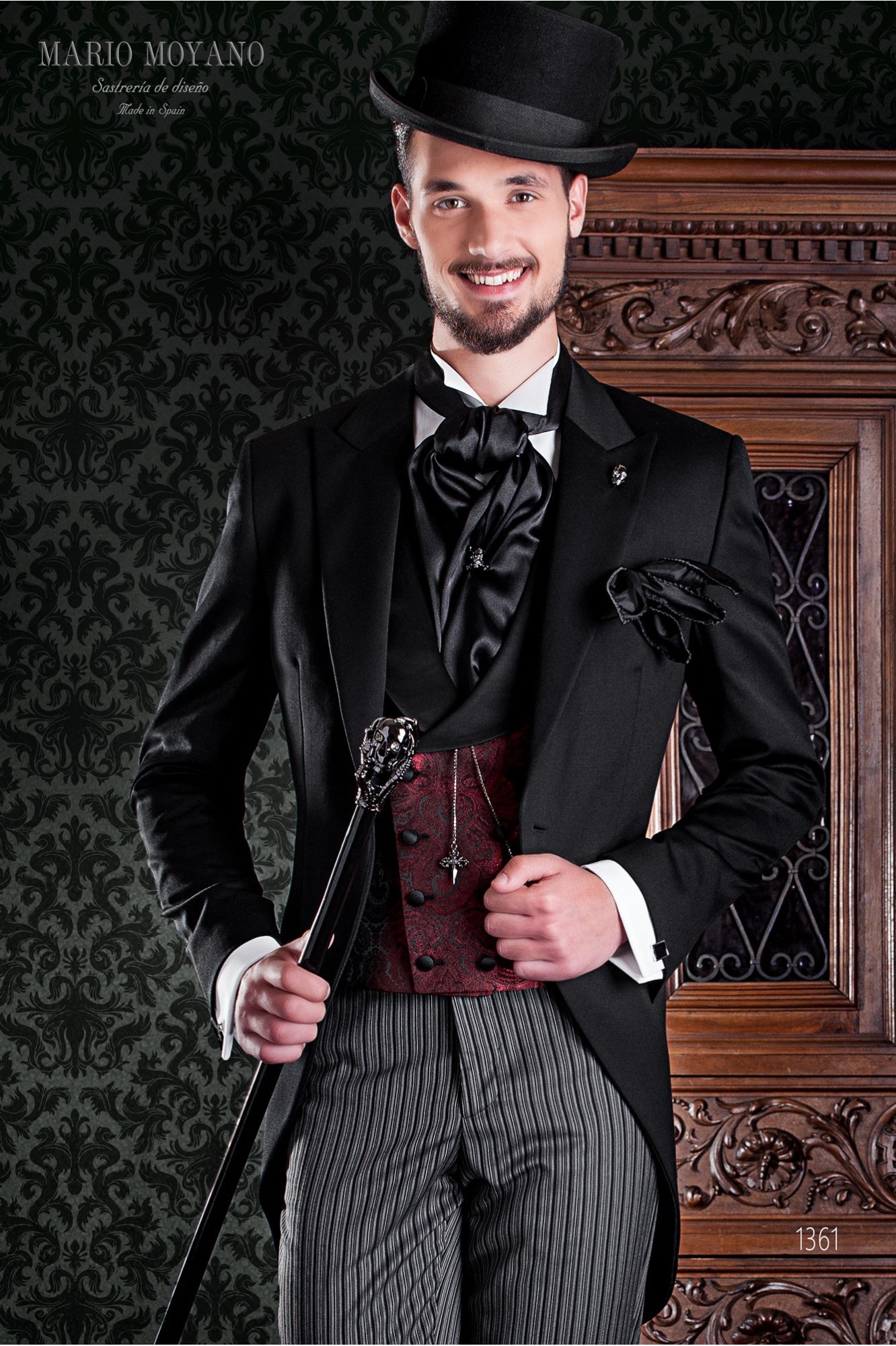 Black Victorian wedding frock coat pure wool steampunk model 1361 Mario Moyano