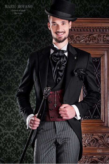 Bespoke black Victorian wedding frock coat pure wool steampunk model 1361 Mario Moyano