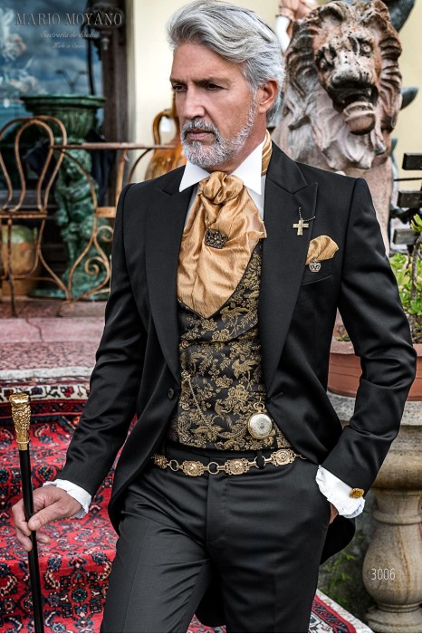 Bespoke black Victorian wedding frock coat steampunk model 3006 Mario Moyano