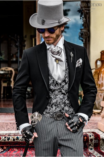 Bespoke black Victorian wedding frock coat steampunk model 3005 Mario Moyano