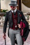 Bespoke black Victorian wedding Tail coat steampunk model 3002 Mario Moyano