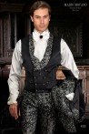 Black with silver brocade Gothic tailcoat 4008