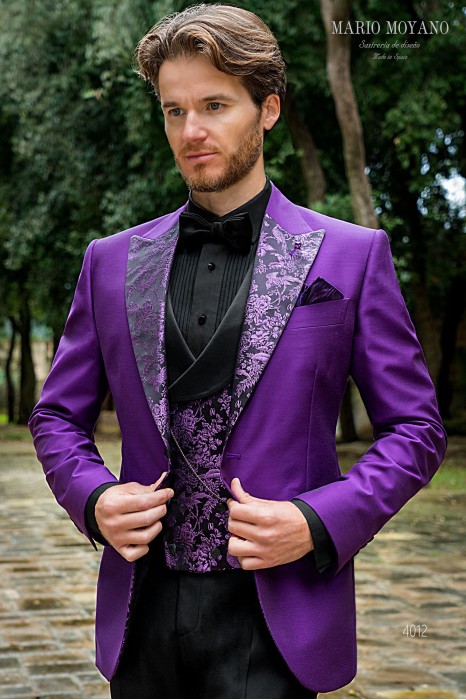 Party Blazer violet avec revers en jacquard de pure soie 4012 Mario Moyano