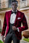 Red velvet party blazer with floral design 4013 Mario Moyano