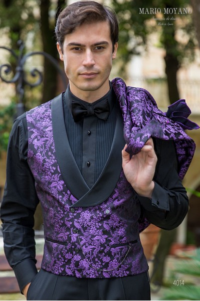 Purple pure silk jacquard party blazer 4014 Mario Moyano