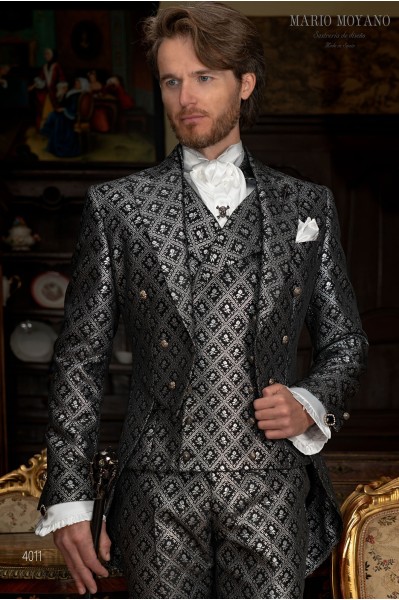 Black with silver brocade tailcoat in gothic style