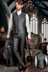 Schwarzer Frack im gotischen Stil aus Silberbrokat 4011 Mario Moyano