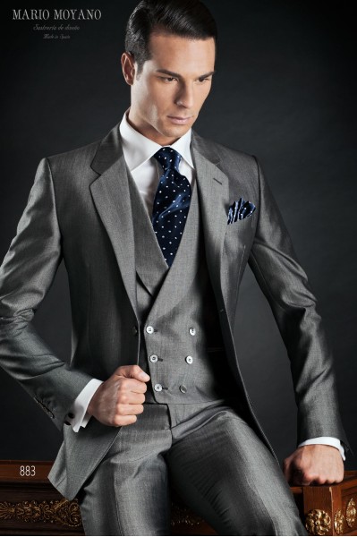 Gray wool mix wedding suit model 883 Mario Moyano