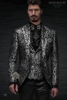 Schwarze Gothic-Jacke mit silbernem Blumenbrokat 1121 Mario Moyano