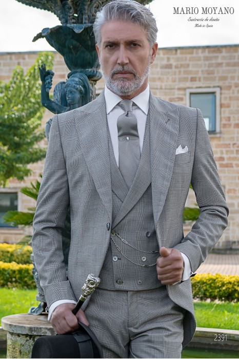 Grey prince of Wales check wedding morning suit 2391 Mario Moyano