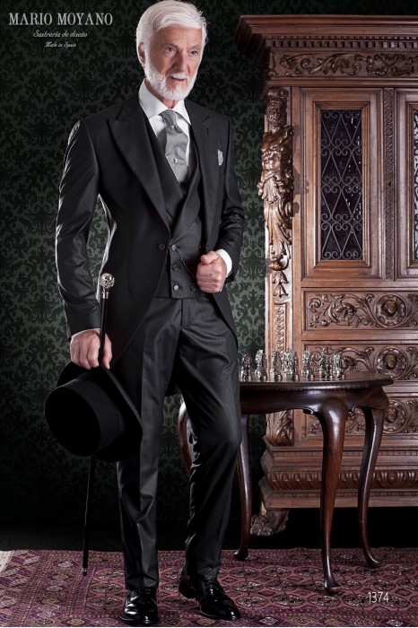 Elegante chaqué negro en pura lana modelo 1374 Mario Moyano