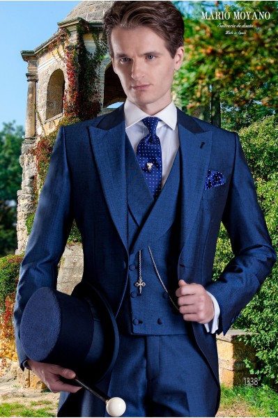 Royal blue pure wool morning suit 1338 Mario Moyano